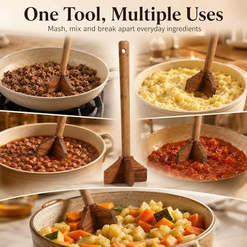 Wooden Meat Chopper for Ground Beef, Hamburger Masher Works - Image 6
