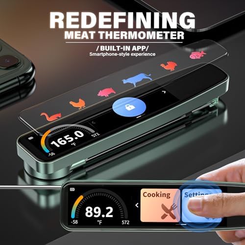 AWLKIM Smart Meat Thermometer, 0.5s Instant Read, 3.8" Touchscreen - Image 2