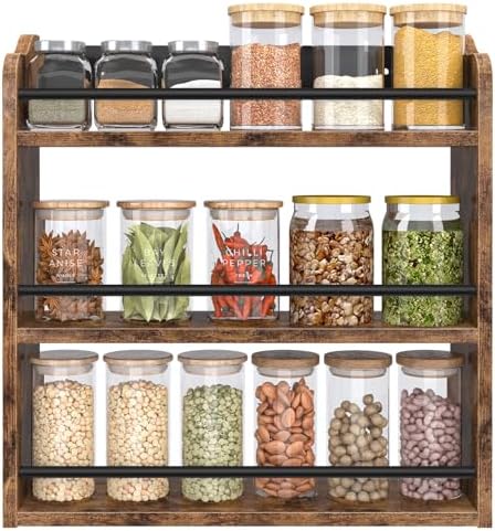 Spice Rack for Countertop, Wooden Spice Rack Wall Mounted by BCOZLUX