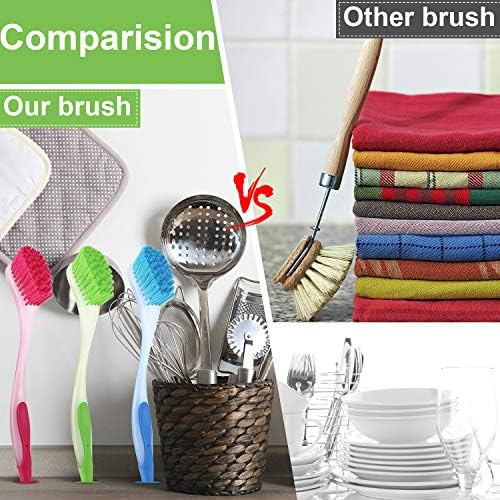 5 Pieces Long Dish Brush with Handle Assorted Color Dishwashing Brush with - Image 4