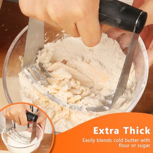 HULISEN 5-Pc Biscuit Cutters, Flour Duster, Pastry Scraper, Dough Blender - Image 3