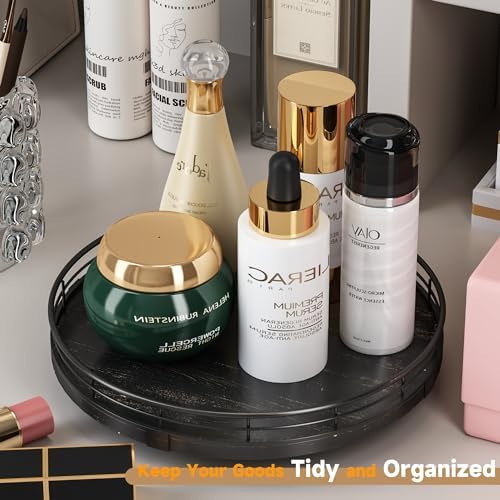 AMH 10-Inch Oak Lazy Susan Vanity Tray - Image 2