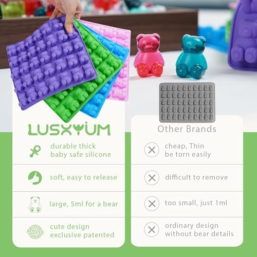 LUSHYUM 4PCS Large 5 ML Gummy Bear Moulds, 140 Total Cavities - Image 4