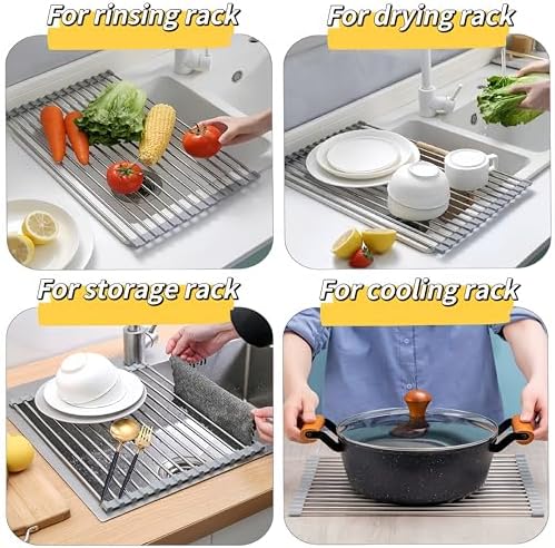 Roll Up Dish Drying Rack, 21.3" x 15.8" Over The Sink Dish Drying Rack - Image 5