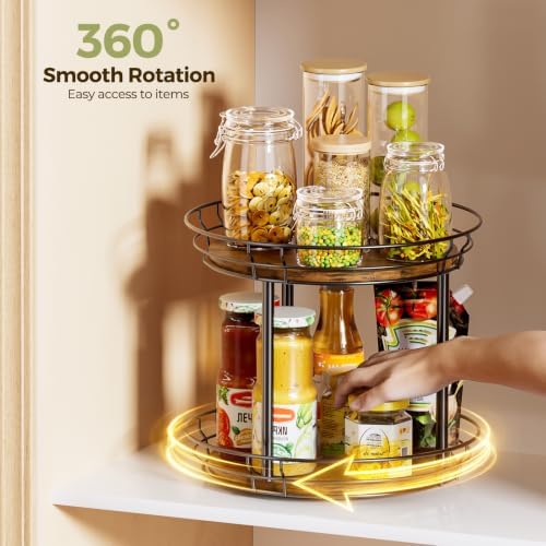 LAMU 2 Tier Lazy Susan Turntable Rotating Spice Rack Organizer - Image 3