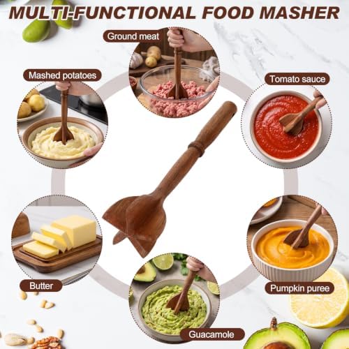 Wenqik 5 Blade Teak Wooden Meat Masher - Image 6