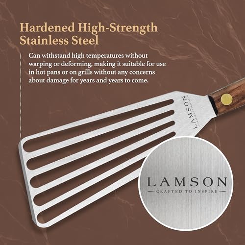 Lamson Left Hand Fish Spatula, Slotted Steel Turner, 3 x 6 In - Image 3