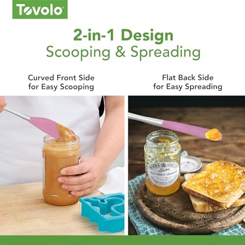 Tovolo Jar Spatula Silicone Long Stainless Steel Handle Scraper Spatula Pink - Image 4