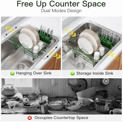 JASIWAY Green Dish Drying Rack in Sink - Image 2