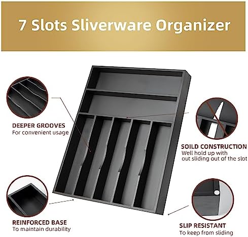 Bamboo Silverware Holder Drawer Utensil Organizer - Image 3