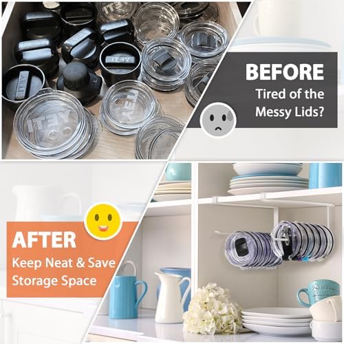 2 Pack Tumbler Lid Organizer, Versatile Storage Holds 20 Lids, Round&Flat - Image 5