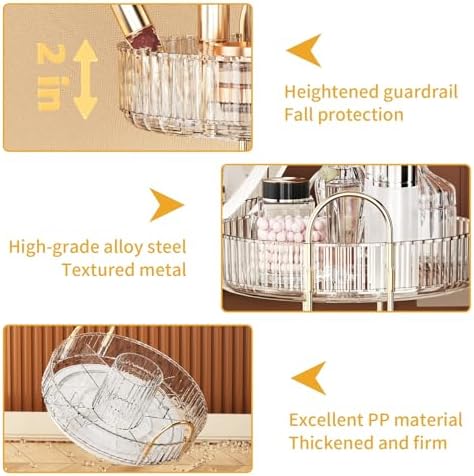 360° Rotating Makeup Organizer, Large-Capacity Skincare Make Up Storage 3 Tier - Image 6