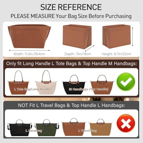 Purse Organizer Insert for Longchamp Le Pliage L Tote Bag - Image 2