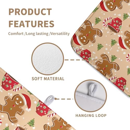 Cute Gingerbread Man Xmas Dish Drying Mat, Absorbent Dish Pad, 18x24 inch - Image 3