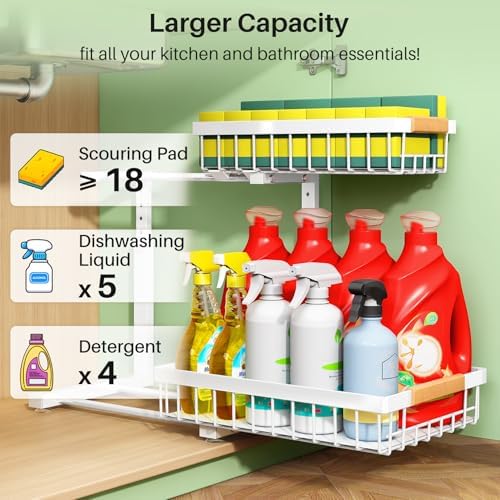 Kitstorack Under Sink Organizer, 2 Tier Under the Sink Storage, Slide out Pull - Image 3