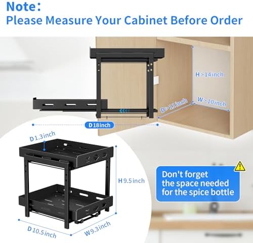 BOIVSHI Pull Out Spice Rack, Save Cabinet Space, 9.7''Wx10.8''Dx9.2''H - Image 3
