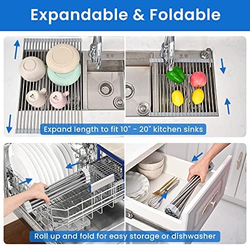Roll Up Dish Drying Rack Over the Sink 12.5"-21.6" Expandable - Image 3