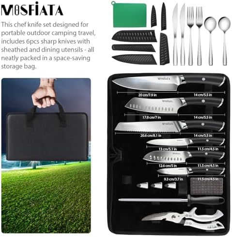 MOSFiATA Chef Knife Sets with Carry case Bag, 19 Pieces Professional Knife Set - Image 2