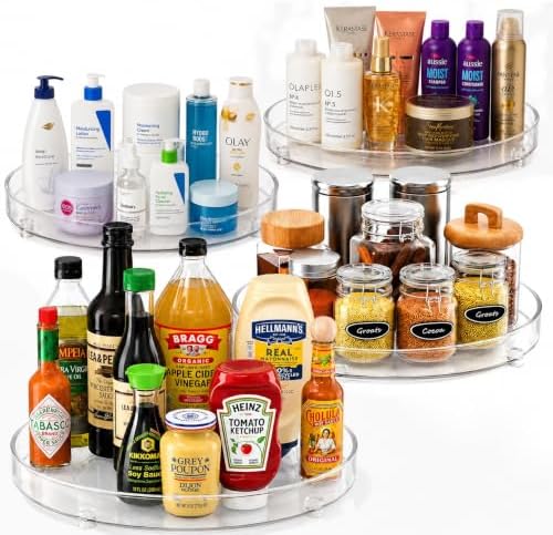 Oizeir Clear Lazy Susan Turntable Organizer 9 Inch Acrylic Rotating Storage by Oizeir