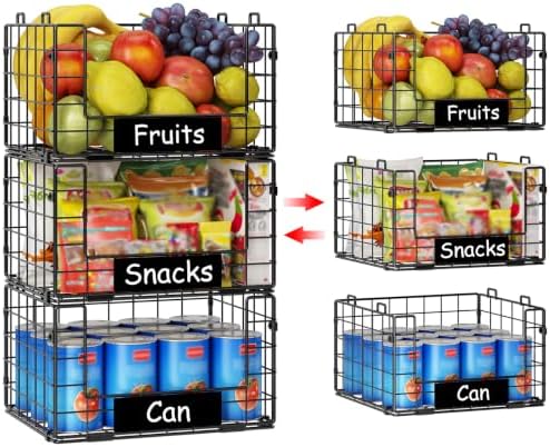 3 Pack XL Stackable Wire Baskets - Image 7
