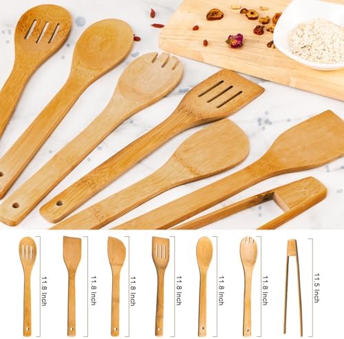 Eisinly 7-Piece Wooden Cooking Spoons, Durable Carbonized Bamboo Utensil Set - Image 2