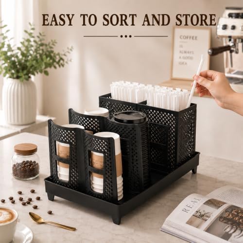 Cup and Lid Holder, Adjustable 6-Slot Coffee Cup Organizer - Image 5