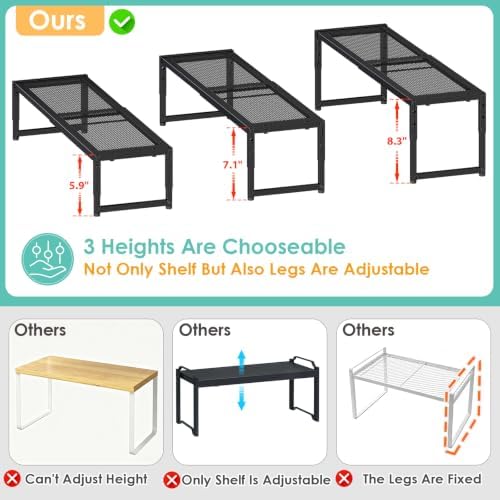 2 Pack Expandable Kitchen Cabinet Shelf Organizer, 15.5"-25.5" Long Adjustable - Image 3