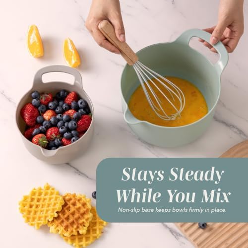 COOK WITH COLOR Nesting Plastic Mixing Bowl Set with Pour Spouts and Handles - Image 6