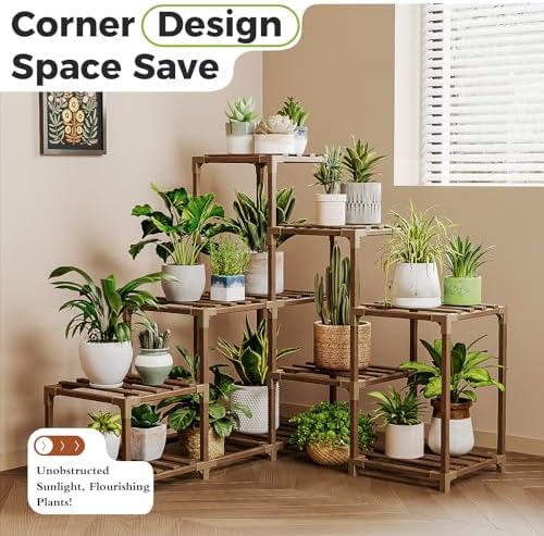 Bamworld Plant Stand Indoor Corner Plant Shelf Outdoor - Image 2