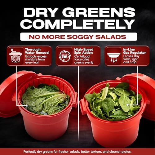 Chef Master Commercial Salad Spinner Large Dryer, Manual Crank, 2.5 Gallon - Image 2
