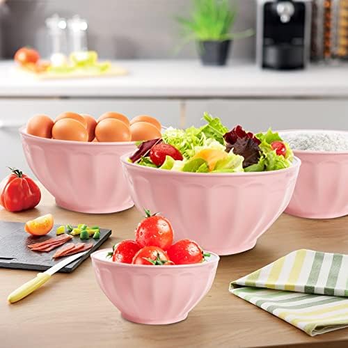 Mixing Bowls with Lids Set, 4 Piece Large Plastic Nesting Bowls, Includes 4 - Image 3
