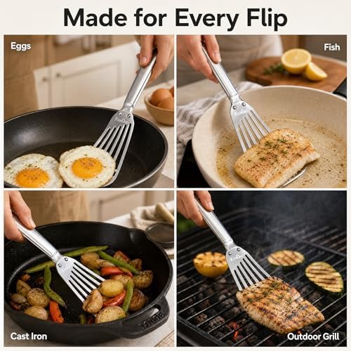 KSENDALO 2 Pack Flexible Fish Spatula Stainless Steel - Image 5