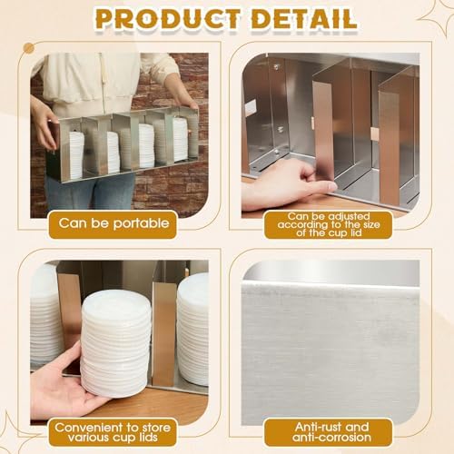 Hicarer 4 Compartments Stainless Steel Cup and Lid Holder - Image 4