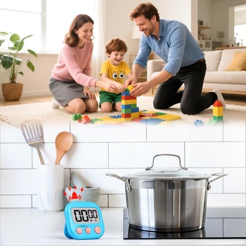 Timer for Kids Digital Kitchen Timers for Cooking- 2 Pack Blue Pink - Image 3
