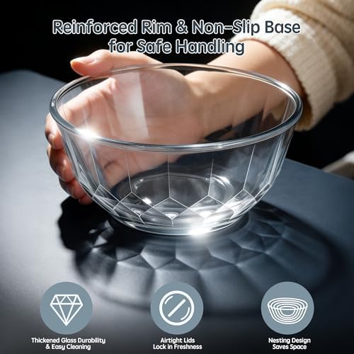 ENVTEK 5‑Piece Glass Mixing Bowls Set - Image 5