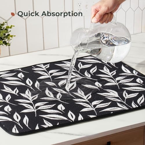 FRESHMINT Dish Drying Mats 2 Pack, Verdant Leaves - Image 4