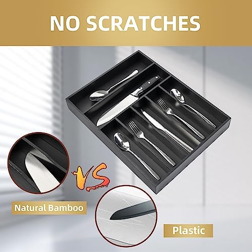 Bamboo Silverware Holder Drawer Utensil Organizer - Image 4