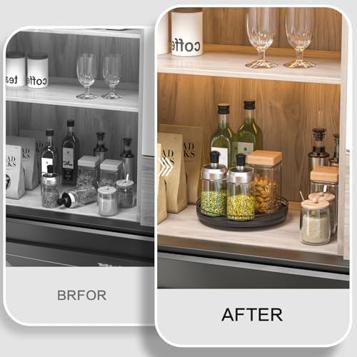 Oroyutor 9-Inch Oak Lazy Susan Spice Organizer - Image 2