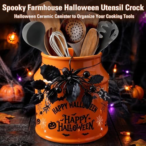 Halloween Kitchen Decor, Halloween Ceramics Utensil Holder - Image 4