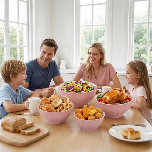 BoxedHome Mixing Bowls with Lids Set, 8 pieces Large 0.2” Thick Plastic Nesting - Image 2