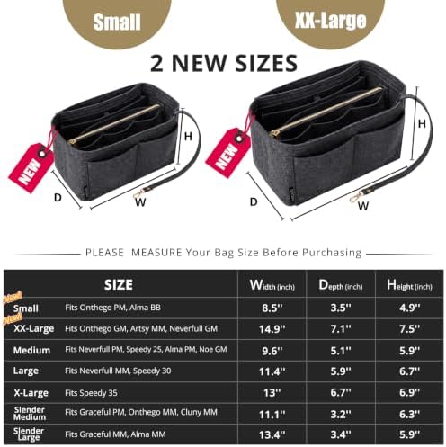 OPPOSHE Purse Organizer Insert for Handbags, Softened Felt Bag Insert Organizer - Image 2