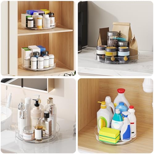4 Pack Clear Lazy Susan, 9+10 Inch Turntable Organizer, Non-Skid Rotating Tray - Image 7
