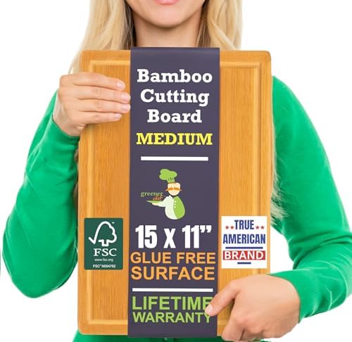 Bamboo Cutting Board – 15 Inch Wood Cutting Boards by GreenerChef