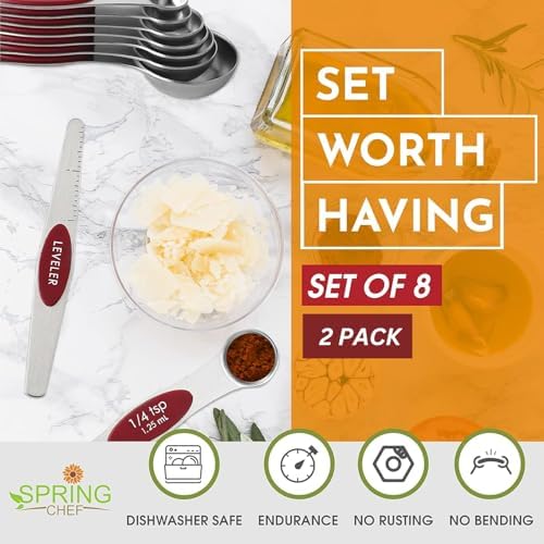 Spring Chef Stainless Steel 8 Magnetic Measuring Spoons Set, 2 Pack - Image 3