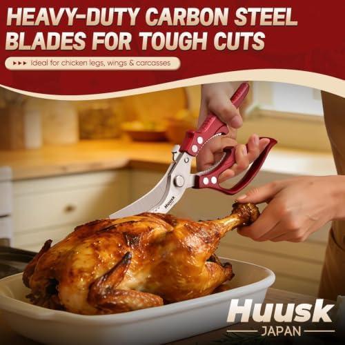 Huusk Poultry Shears Heavy Duty – All Purpose Japanese Kitchen Scissors - Image 2