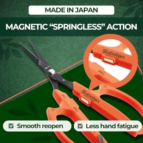 Saboten Japanese Harvesting Shears, Magnetic Springless, Fine-Tip Angled Blade - Image 2