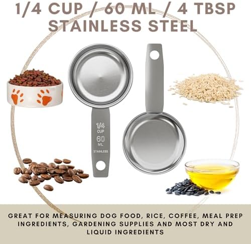 1/4 Cup Stainless Steel Measuring Cup | Sturdy Metal 60 ml | 60 cc | 2 oz | - Image 2