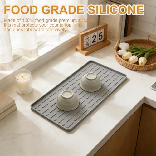 Silicone Coffee Mat 16 x 7 in Classic Grey - Image 5