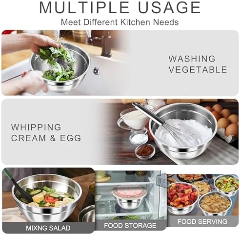 HaWare Mixing Bowls with Clear Airtight Lids, Stainless Steel Nesting Bowls - Image 6
