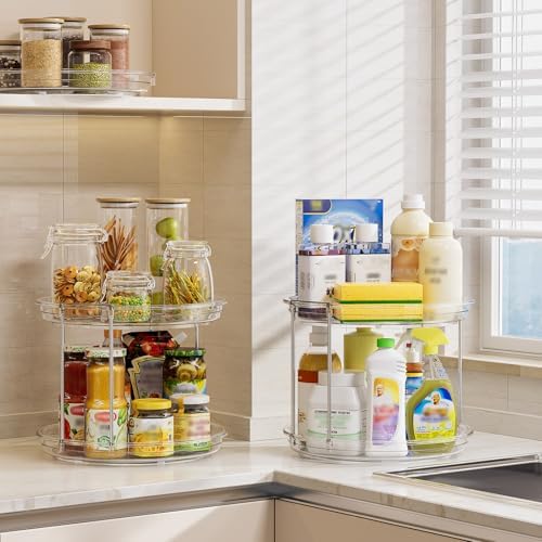 LAMU 4 Pack 10.6'' 2-Tier Lazy Susan Turntable Organizer Rotating Spice Rack - Image 6